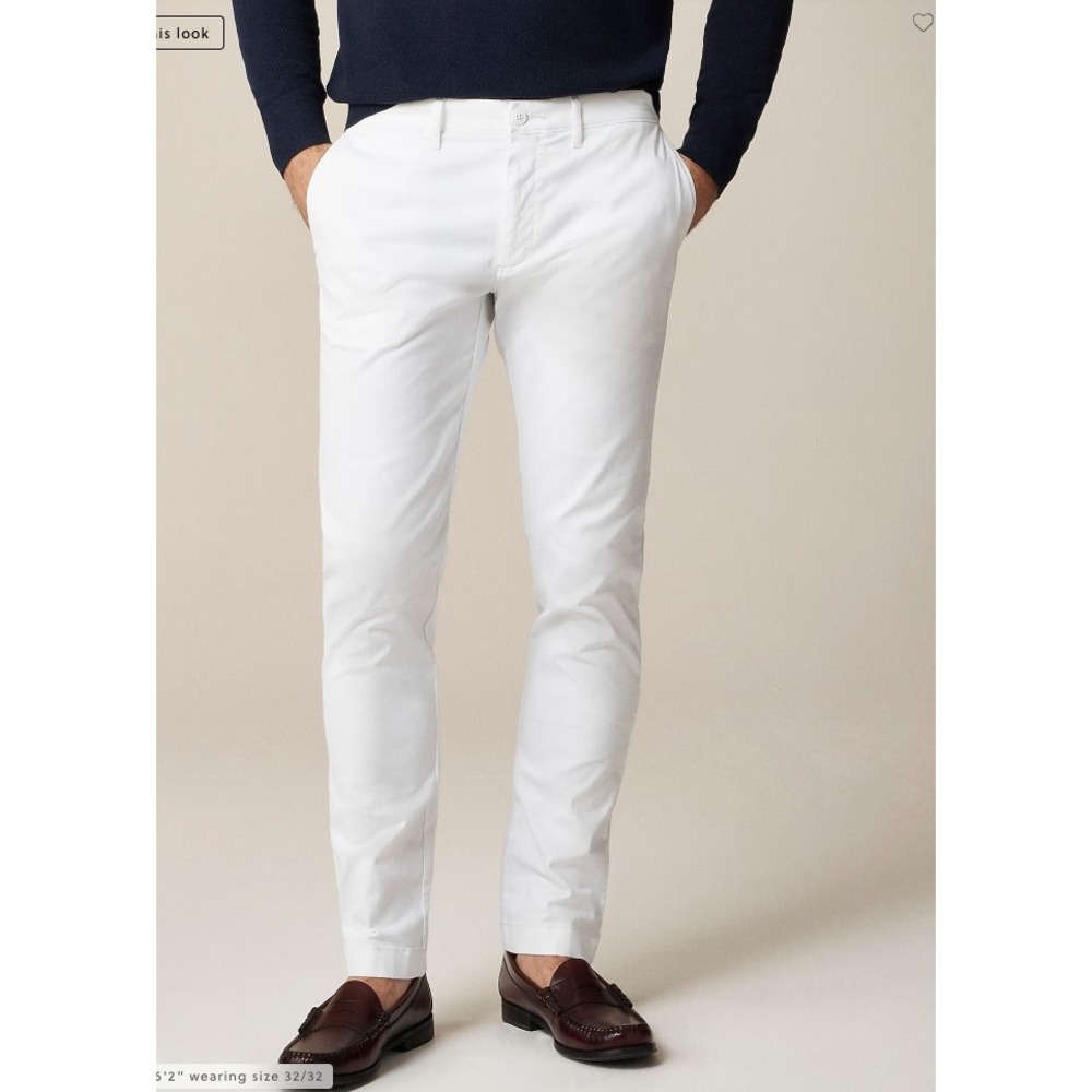 J.Crew 484 Slim Fit White Chino Pants Stretch Mens 35x32 Cotton Twill Preppy